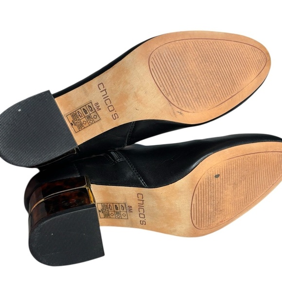 Chico's Tort Heel Black Boots Black Cheetah Size 8M - Picture 11 of 14